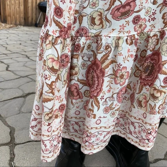 Cotton Pink & White Floral Print Maxi Wrap Dress | M - Picture 8 of 8